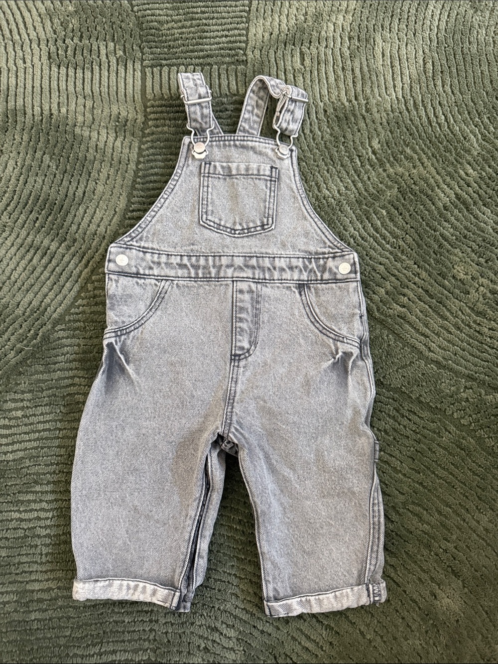 grey denim overalls